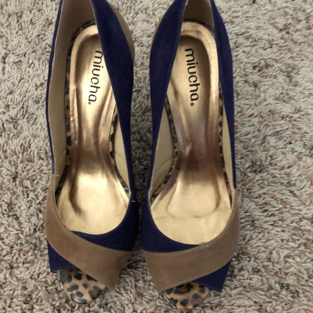 Miucha Navy and Cheetah Heels.